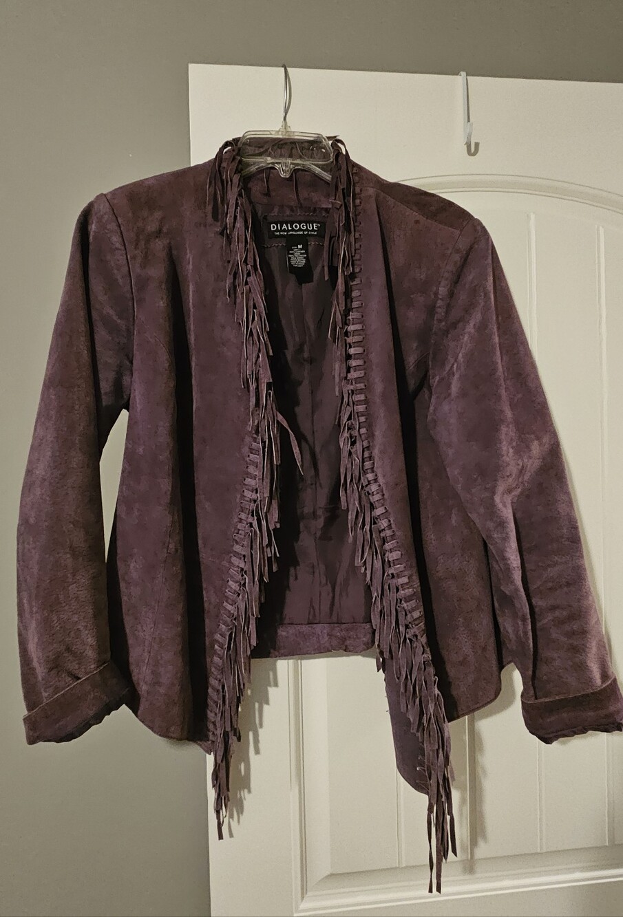 Dialogue Plum Suede Fringe Jacket